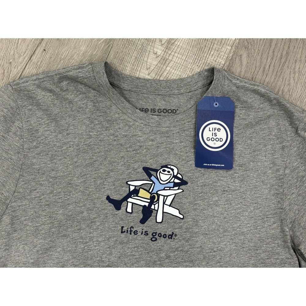Life Is Good Men's Crusher Tee Adirondack Jake Size L Summer T--shirt NWT Gray